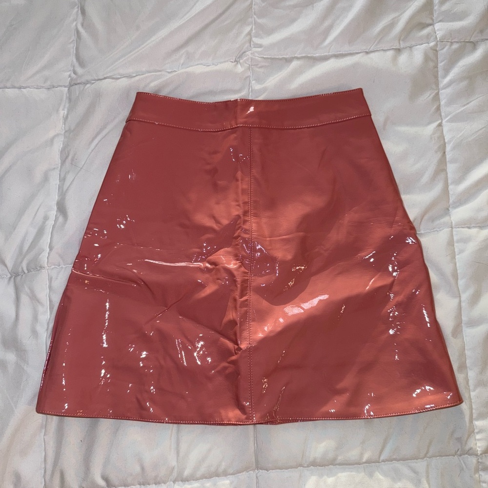 Glossy Pink 60s Patent Leather Mini Skirt